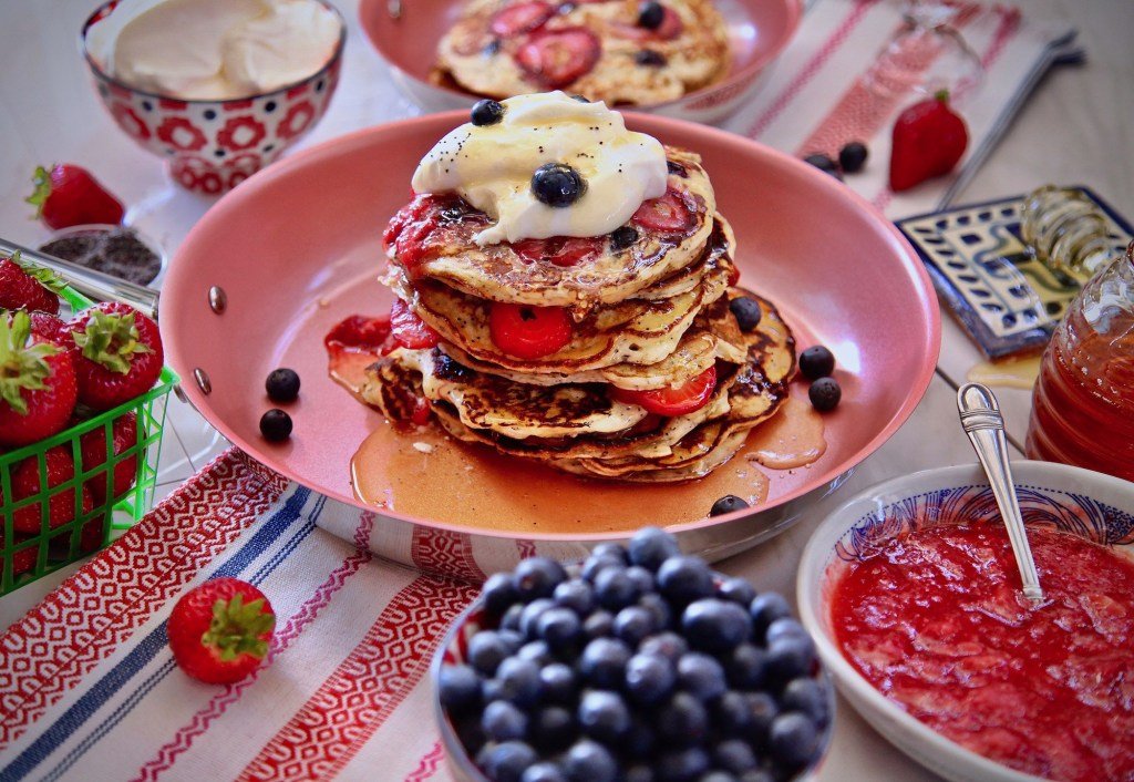 Berry Poppy Seed Pancakes with Presley’s Pantry