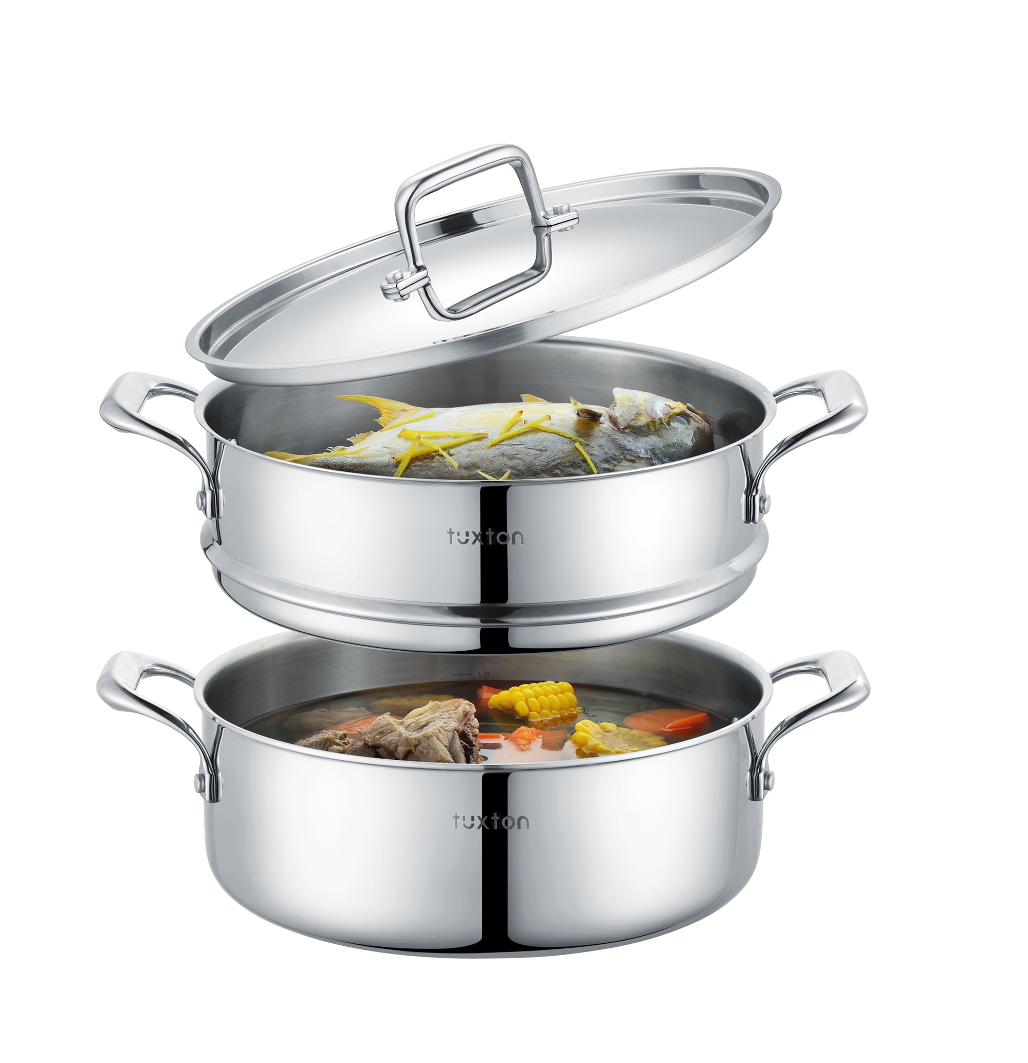 316 Series - 6.5qt Triply Surgical Stainless Steel Steamer Set with BO –  Tuxton Home