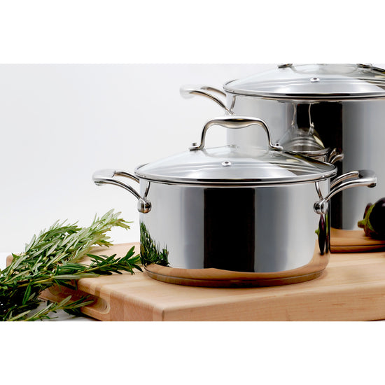 4 Piece Small Stainless Steel Stock Pots 