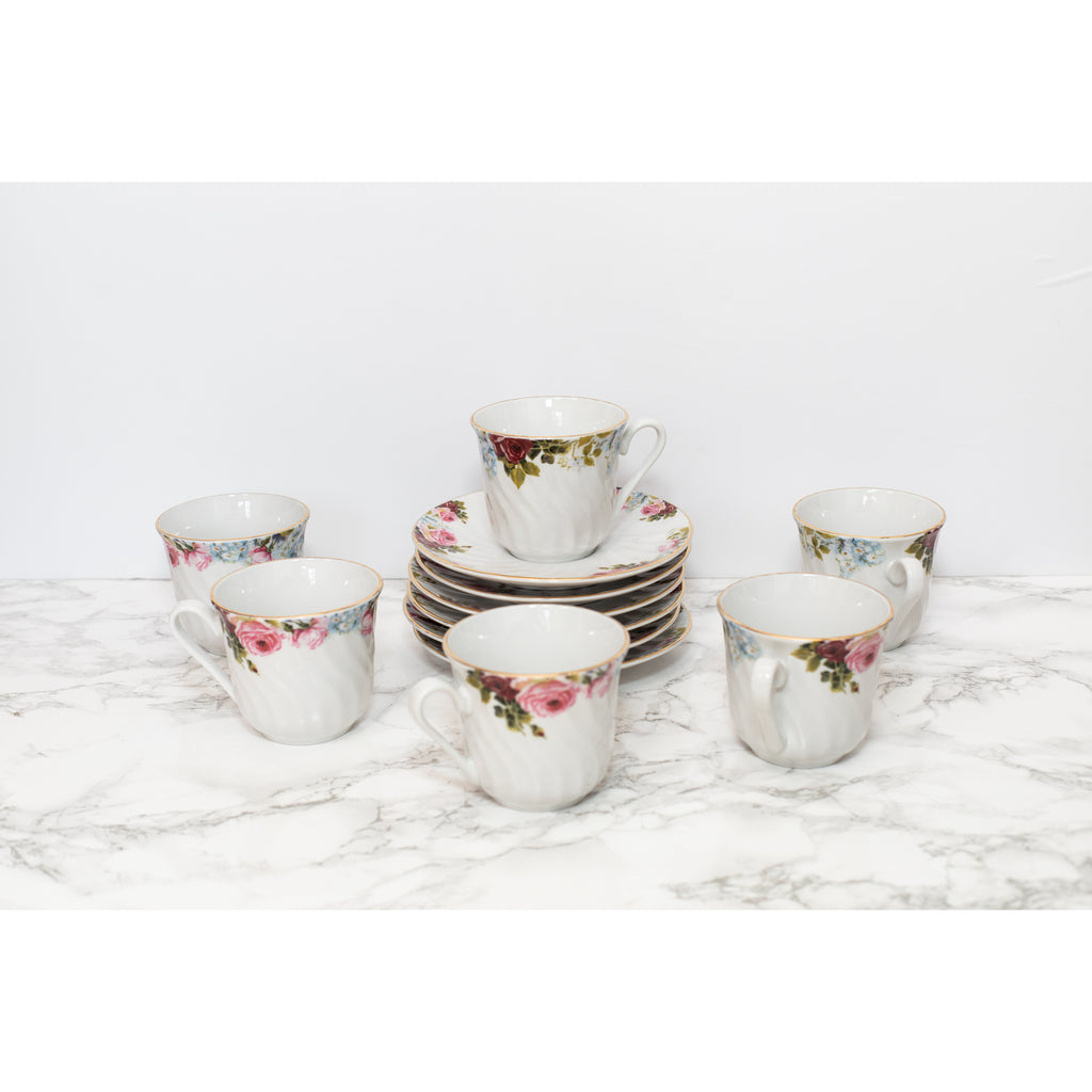 Limited Edition: Vintage Bloom Cups & Saucers Set